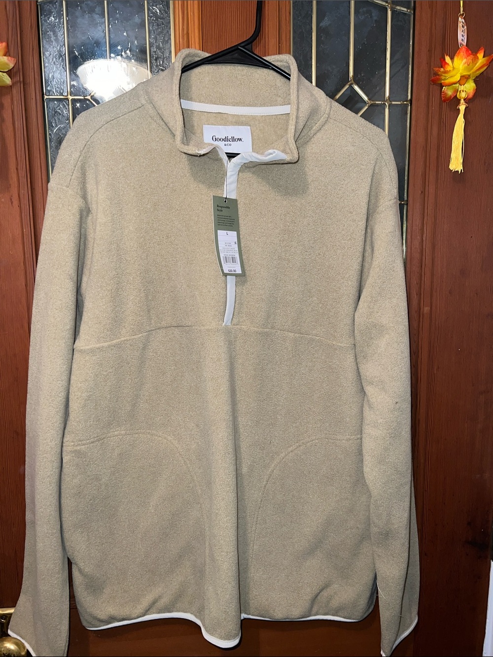 Goodfellow & Co Men's Tan Quarter-Zip Fleece Pullover